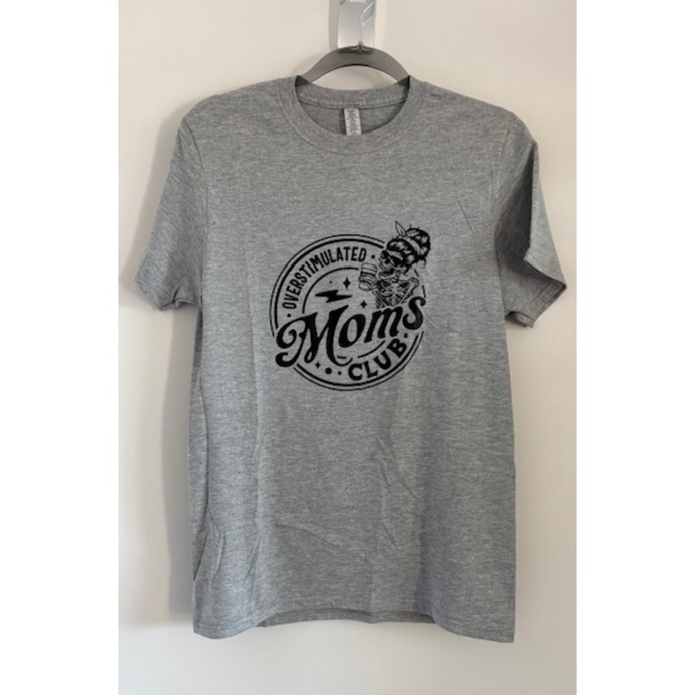 Wild Harmony Overstimulated Moms Club Skeleton Graphic T-Shirt Gray Womens Small